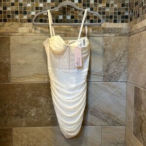 Ivory Oh Polly mini corset dress spaghetti straps and gathers at side runs small